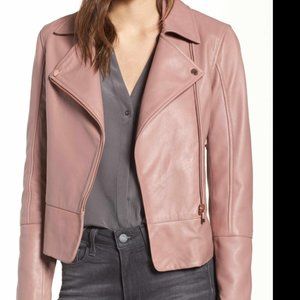 Ted Baker Authentic Leather Pink Biker Jacket Size 2
